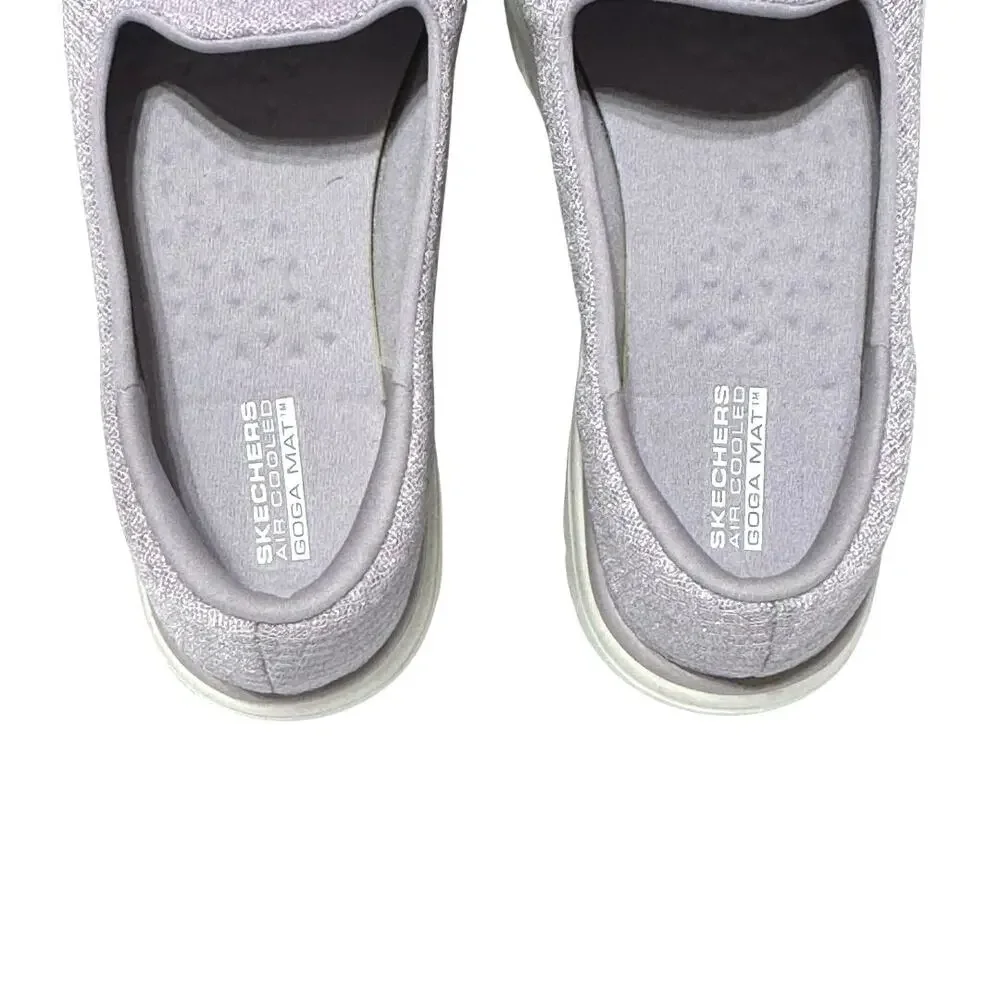 Skechers Women’s Size 9 M Lilac Sparkle Go Walk Goga Mat Slip On Knit Shoes - Picture 7 of 11